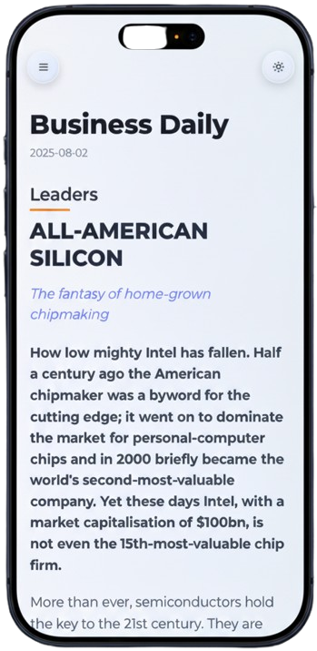 PDF2Mobile mobile optimized article on the left